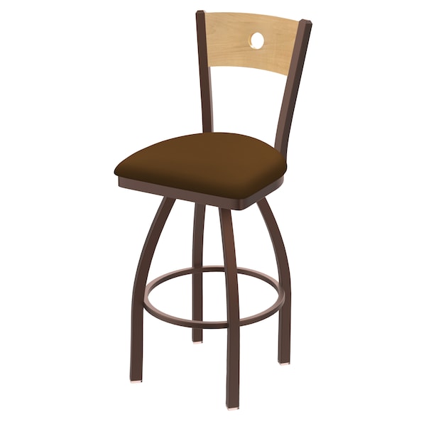 25" Swivel Counter Stool, Bronze Finish, Nat Back, Canter Thatch Seat